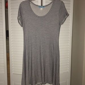 Blue and white striped dress